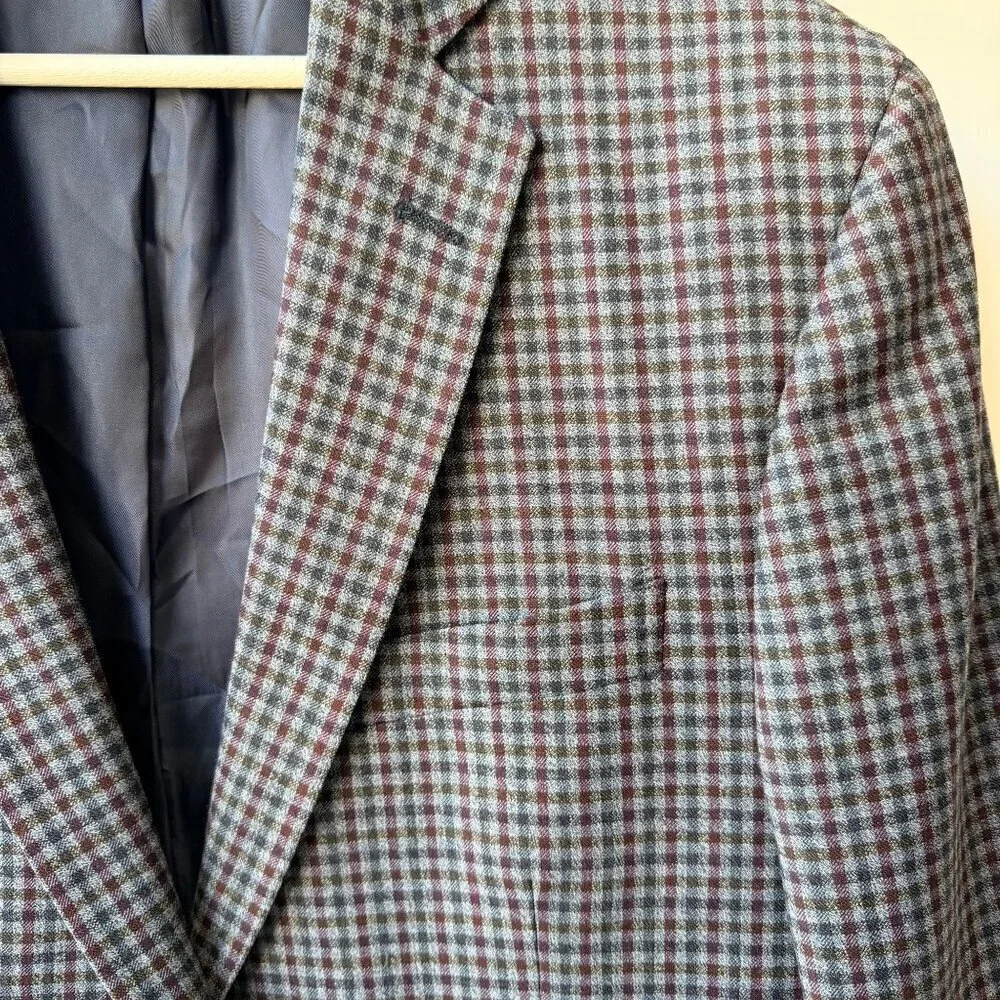 Brooks Brothers Regent Fit gingham Plaid Wool Blend Sport Coat Size 42L